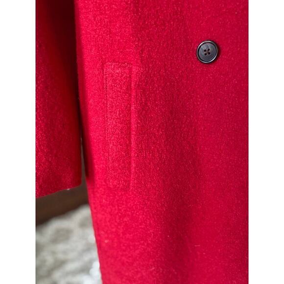 J.Crew Daphne Italian Boiled Wool Coat Red Double Breasted Longline Minimalist - Picture 8 of 12